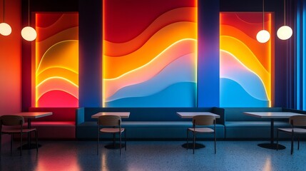 Vibrant flowing luminous patterns with clean minimalist designs, Generative AI