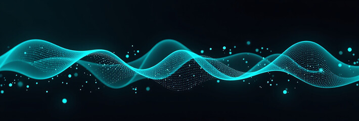 blue green vector waves flow dynamically black background isolated lines ai technology digital concept