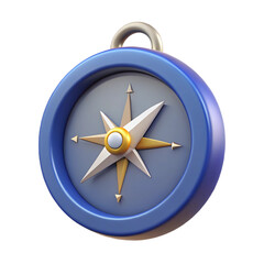 3D Render of a Blue Compass with Gold Accents 