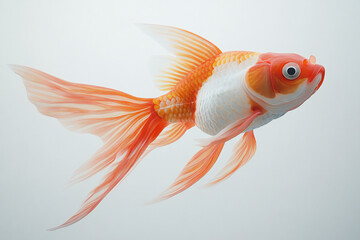 Side goldfish picture. Goldfish isolated on white background. Goldenfish isolated on white background