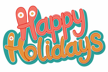 Happy Holiday Vector Kawaii Art in illustration on white Background