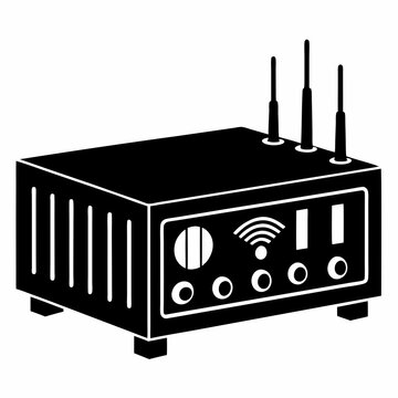 black wifi router with antennas clip art preview