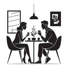 Man and woman couple lovers silhouette isolated. vector illustration a man and a woman walking hand in hand. The man is on the left side of the image and the woman is in the center. vector silhouette 