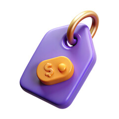 3D Render of a Purple Price Tag 