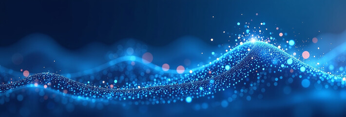 Obraz premium digital art features blue waves particles modern design style web visual identity