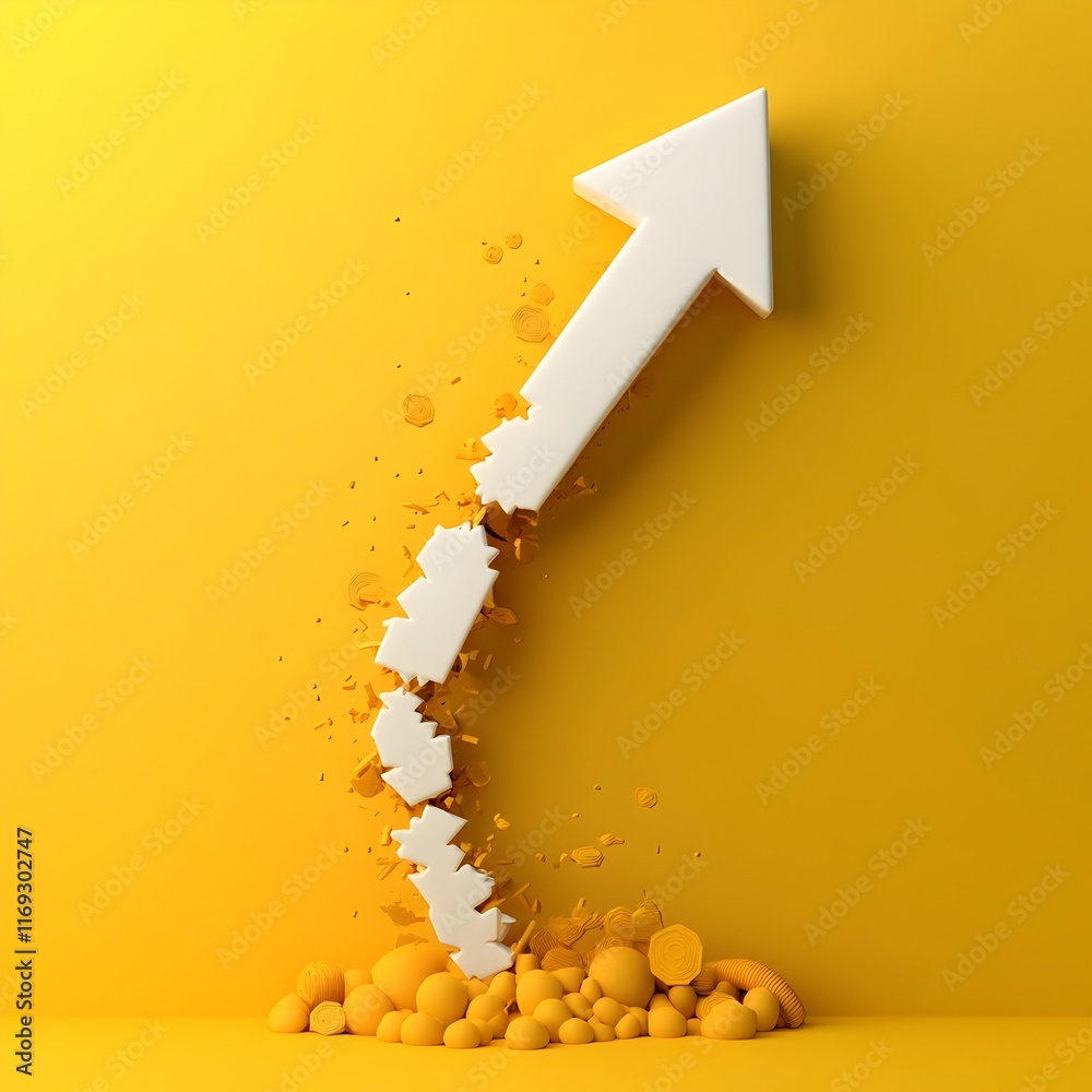 Poster declining mortgage interest rates concept visualized with plummeting 3d arrow graph chart on bright 
