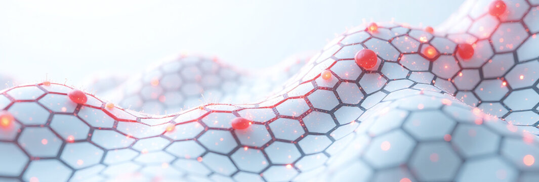 futuristic hexagons honeycomb patterns appear data technology wave rendered particles white futuristic