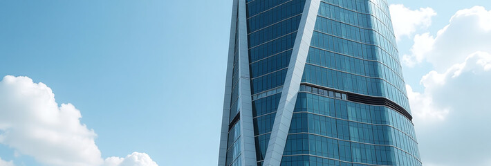 futuristic skyscraper features curved glass window side sleek modern design