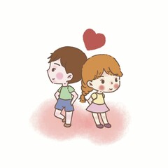 A little couple is in love and shy