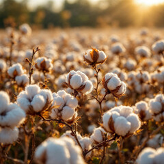 Concept photo of cotton field with space for text, wallpaper