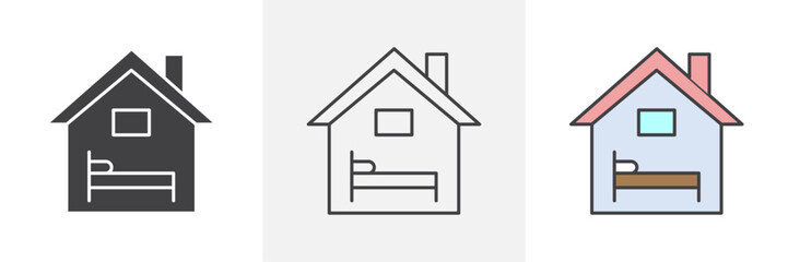 Accomodation icons in black and colored versions