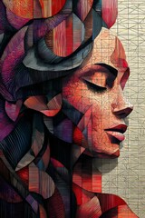 Abstract Colorful Geometric Woman Portrait