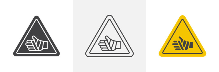 Chemical burns hazard signs set in black and colored versions