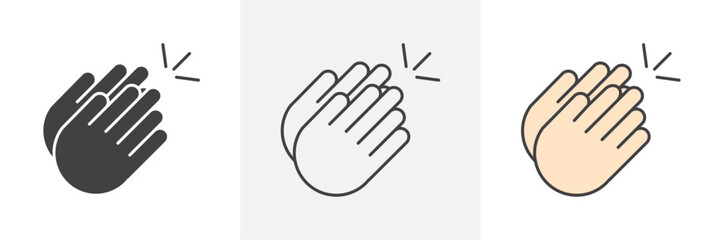 Clapping hands icons in black and colored versions
