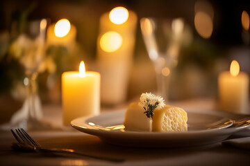 Obraz premium Romantic candle light dinner set up.
