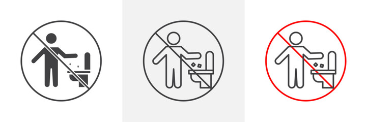 Do not litter in toilet sign vector in black and colored versions