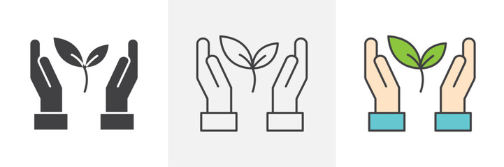 Obraz premium Environment protection icons in black and colored versions