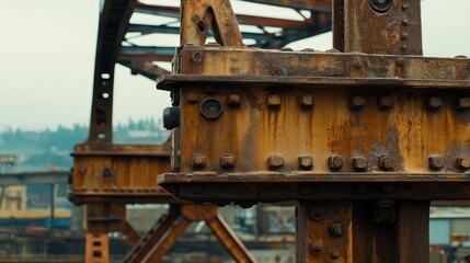 Close-Up of Rusty Industrial Metal Structure with Weathered Texture