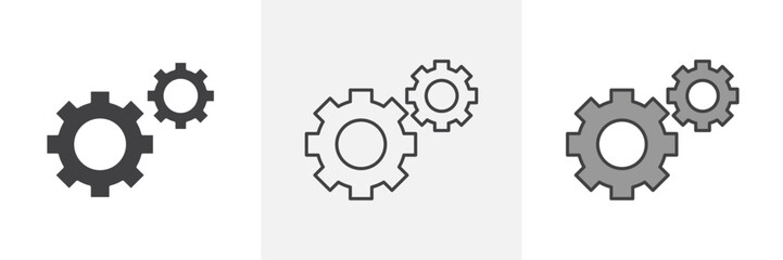 Gear icons in black and colored versions