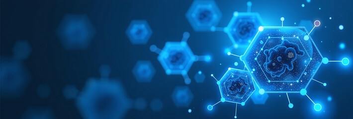 medical blue hexagon background design innovates health technology concepts space text posters