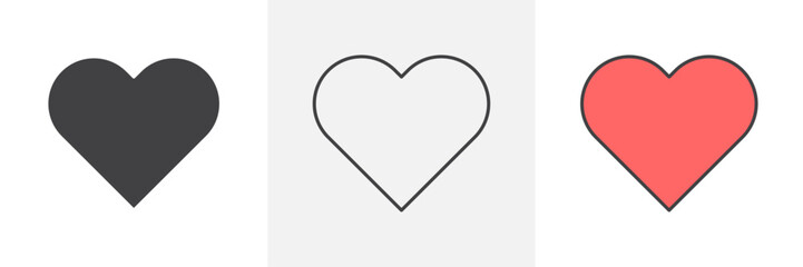 Heart icons in black and colored versions