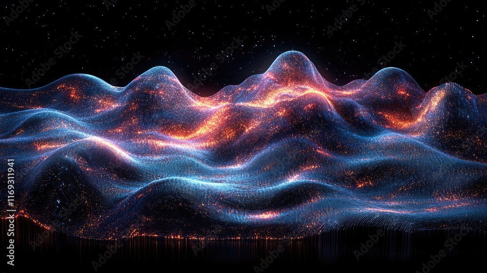 Canvas Prints abstract glowing landscape of particles and mesh. ideal for technology visualizations, futuristic ba