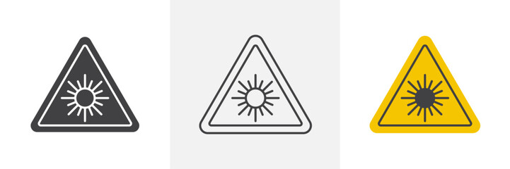 Laser warning icons in black and colored versions