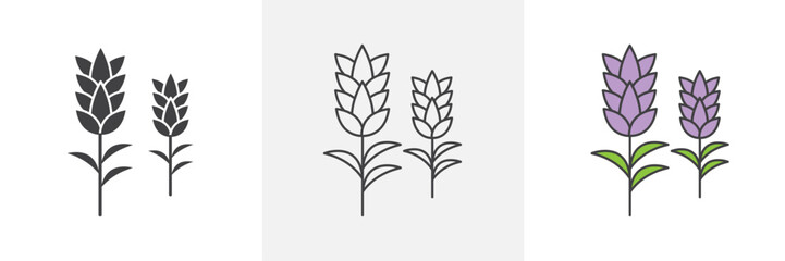 Lavender icons in black and colored versions