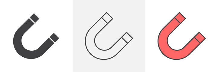 Magnet icons in black and colored versions