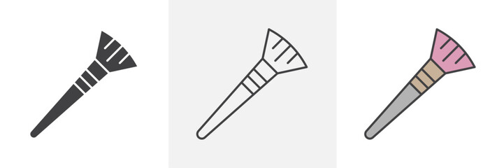 Makeup brush icons in black and colored versions