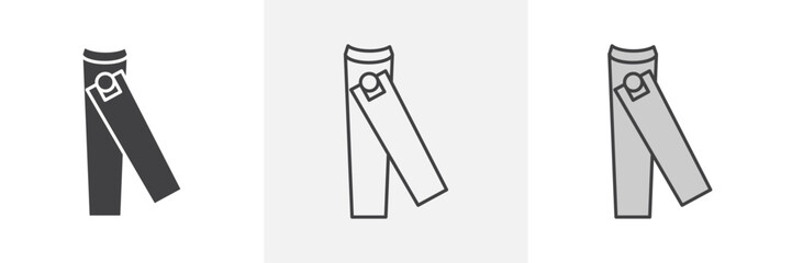 Nail clipper icons in black and colored versions