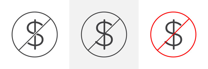 No dollar sign vector in black and colored versions
