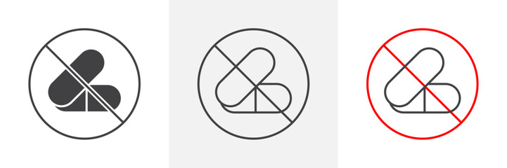 No drugs sign vector in black and colored versions