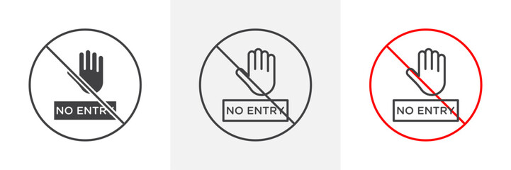 No entry road sign vector in black and colored versions