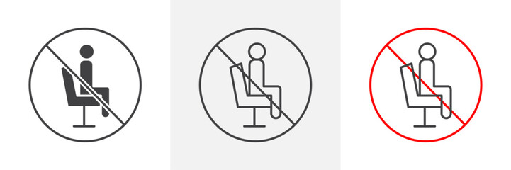 No sitting sign vector in black and colored versions