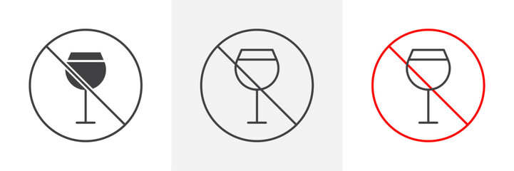 No wine sign vector in black and colored versions
