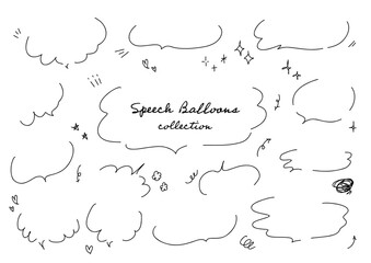 手書き吹き出しと漫符あしらい矢印セット pop広告用