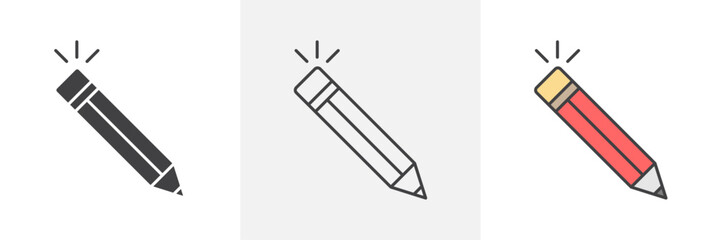 Pencil icons in black and colored versions