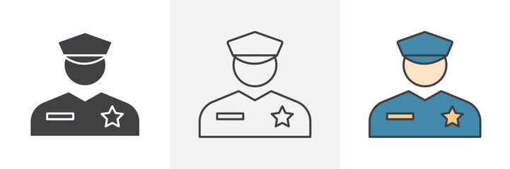 Police icons in black and colored versions