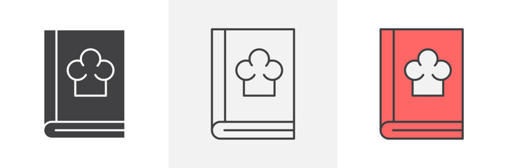 Fototapeta premium Recipe book icons in black and colored versions