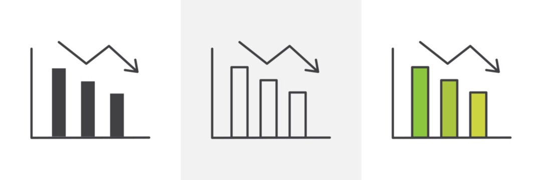 Reduction chart icons in black and colored versions