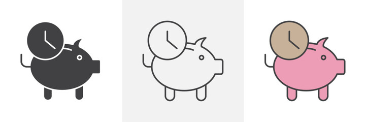 Save time icons in black and colored versions