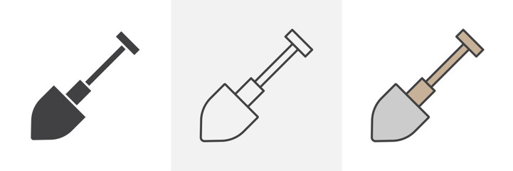 Shovel icons in black and colored versions