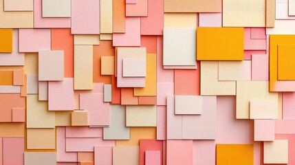 Colorful Abstract Composition of Paper Squares in Various Shades
