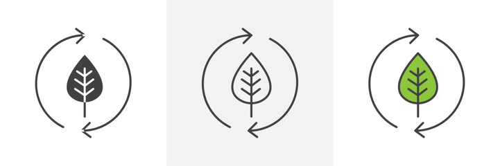 Sustainable icons in black and colored versions