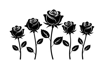 Beautiful Rose Combo Silhouette Vector for Wedding Invitations