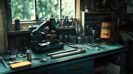 Well-Organized Workshop with Tools and Equipment in Natural Light