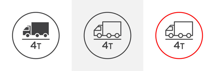 Weight limit traffic signs set in black and colored versions