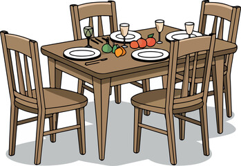 dining table vector illustration