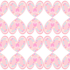 My lovely couple hearts of pastel colors. Reflection Modular on white background. Seamless pattern.